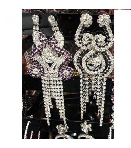 Arabic style long Earrings with crystals
