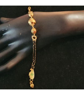 GJBR027-22ct Gold double row crystal bead bracelet