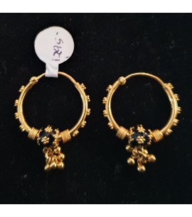 GJEB030-22ct Gold Bali with Black enamel bead