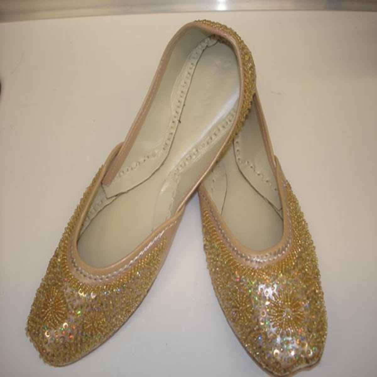 Gold sequined flat shoes - Footwear - Accessories