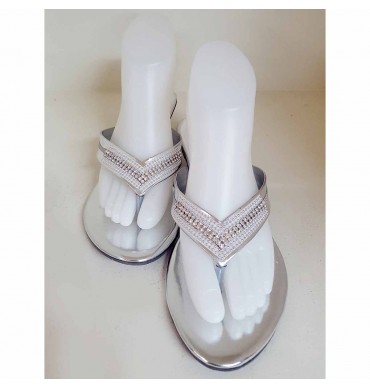 Silver Slipper Heel Shoes