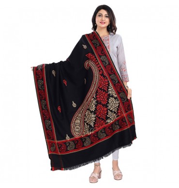 Woollen black Shawl - ASS022