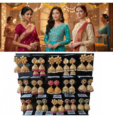 Jhumka Earrings in Gold - CJE017