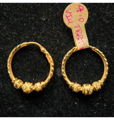 22ct Gold Thin Bali with 3 ball beads