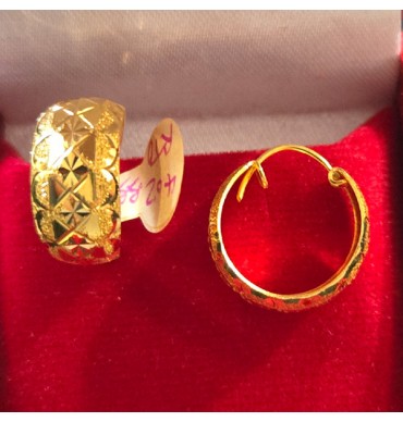 22ct Gold Broad-Bali Earrings - GJEB036