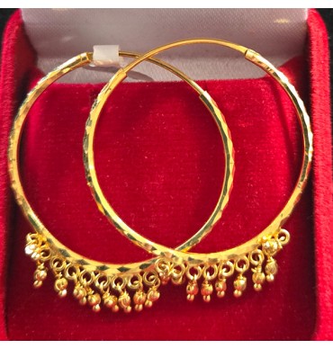 22ct Gold Bali with small beads - GJEB038