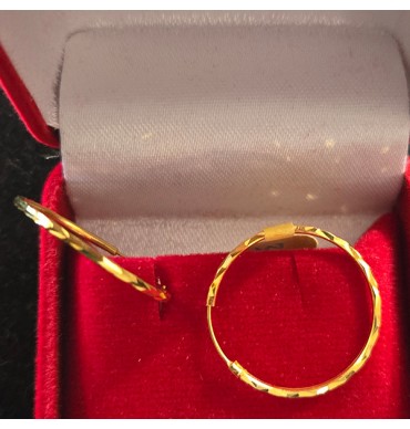 22ct Gold thin Bali Earrings - GJEB041