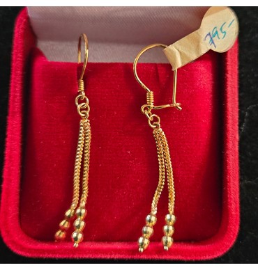 22ct Gold Dangly Earrings with hoops - GJED027