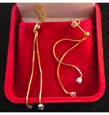 22ct Gold long Dangly Earrings - GJED030