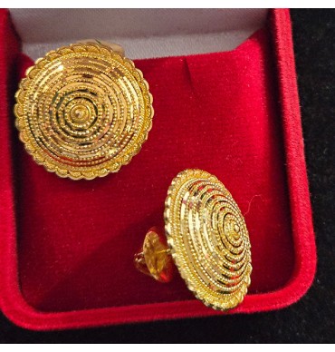 22ct Gold Big round Earring Studs-GJES031 