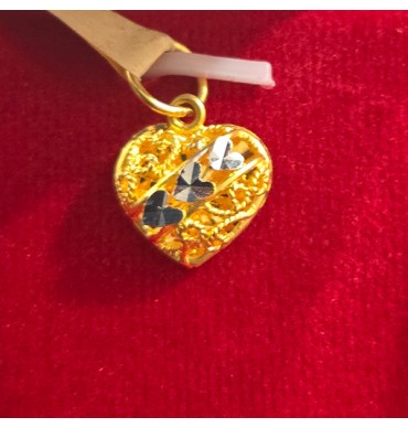 22ct Gold Heart Pendant with Rhodium - GJP040