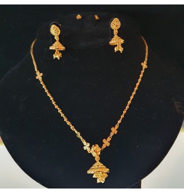 GJS022-22ct Gold Necklace set - 22ct Gold Necklace Sets - Gold Jewellery