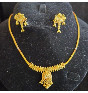 22ct Gold tri-colour Necklace & Earring set - GJS027 