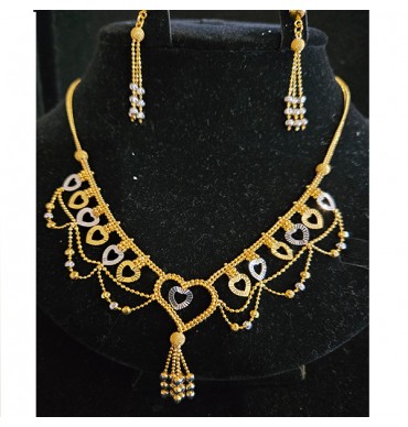 22ct Gold Necklace set with Rhodium GJS029