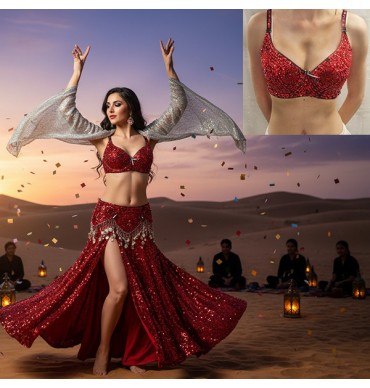 Red Sequined Bra-IWB002