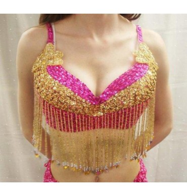 Pink and Gold Sequined Bra-IWB003