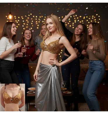 Gold Sequined Bra-IWB004