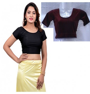 Plain stretch-velvet Blouse-IWB011