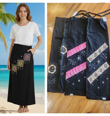 Thailand style -  Black Wrap Skirt- IWS006