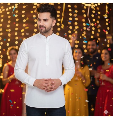 Plain White Kurta-MKC008