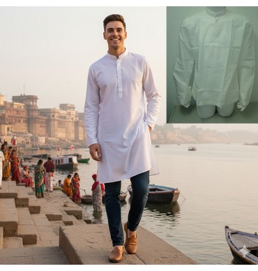White Nehru Collar Shirt - MKC009