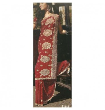Red & Beige E1145 Saree