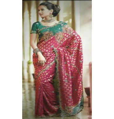 Dual coloured Embroided Saree
