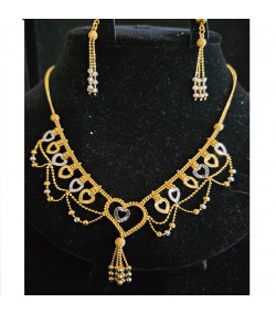22ct Gold Necklace set with Rhodium GJS029