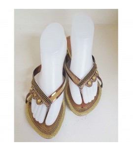 Bronze Slipper Heel Shoes