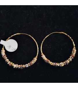 GJEB028- 22ct Gold Bali Earrings with Enamel works
