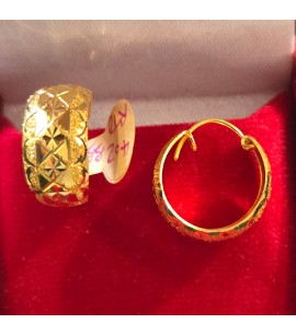 22ct Gold Broad-Bali Earrings - GJEB036