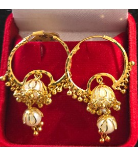 22ct Gold Bali Earrings with Pearls - GJEB037