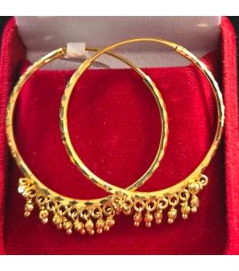 22ct Gold Bali with small beads - GJEB038