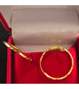 22ct Gold thin Bali Earrings - GJEB041