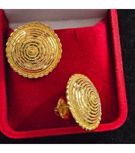 22ct Gold Big round Earring Studs-GJES031 
