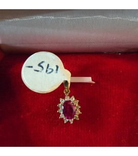 9ct Gold Oval Pendant with Rubies and CZs - GJP702