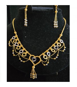 22ct Gold Necklace set with Rhodium GJS029