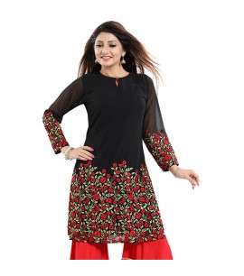 Black Georgette Kurti - IWKT252