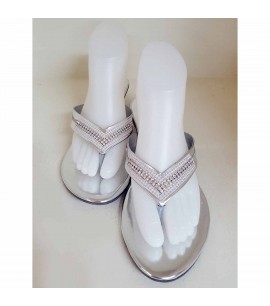 Silver Slipper Heel Shoes
