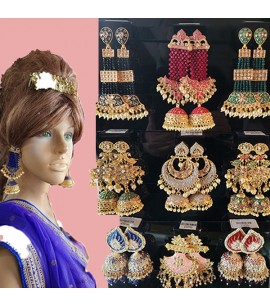 Gold Earrings with Jhumka - CJE013