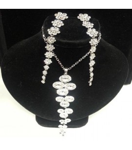 Crystally Necklace Set with long Earrings