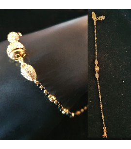 GJBR021-22ct Gold with black bead Bracelet