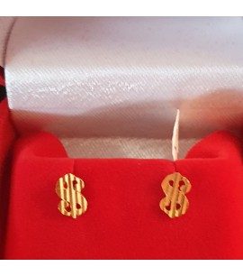 GJES023-22ct Gold Earrings studs in dollar design