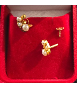 22ct Gold Ear Studs with Pearls - GJES032