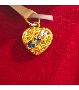 22ct Gold Heart Pendant with Rhodium - GJP040