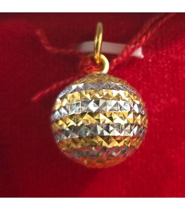 22ct Gold Ball Pendant with Rhodium - GJP042
