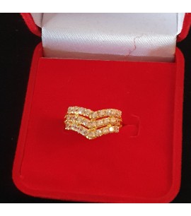 GJR026-22ct Gold 3 row V-shape ring