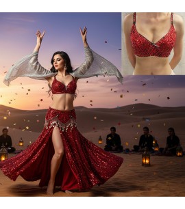 Red Sequined Bra-IWB002