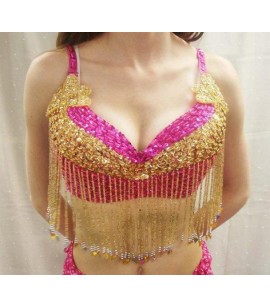 Pink and Gold Sequined Bra-IWB003