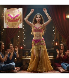 Pink and Gold Sequined Bra-IWB003